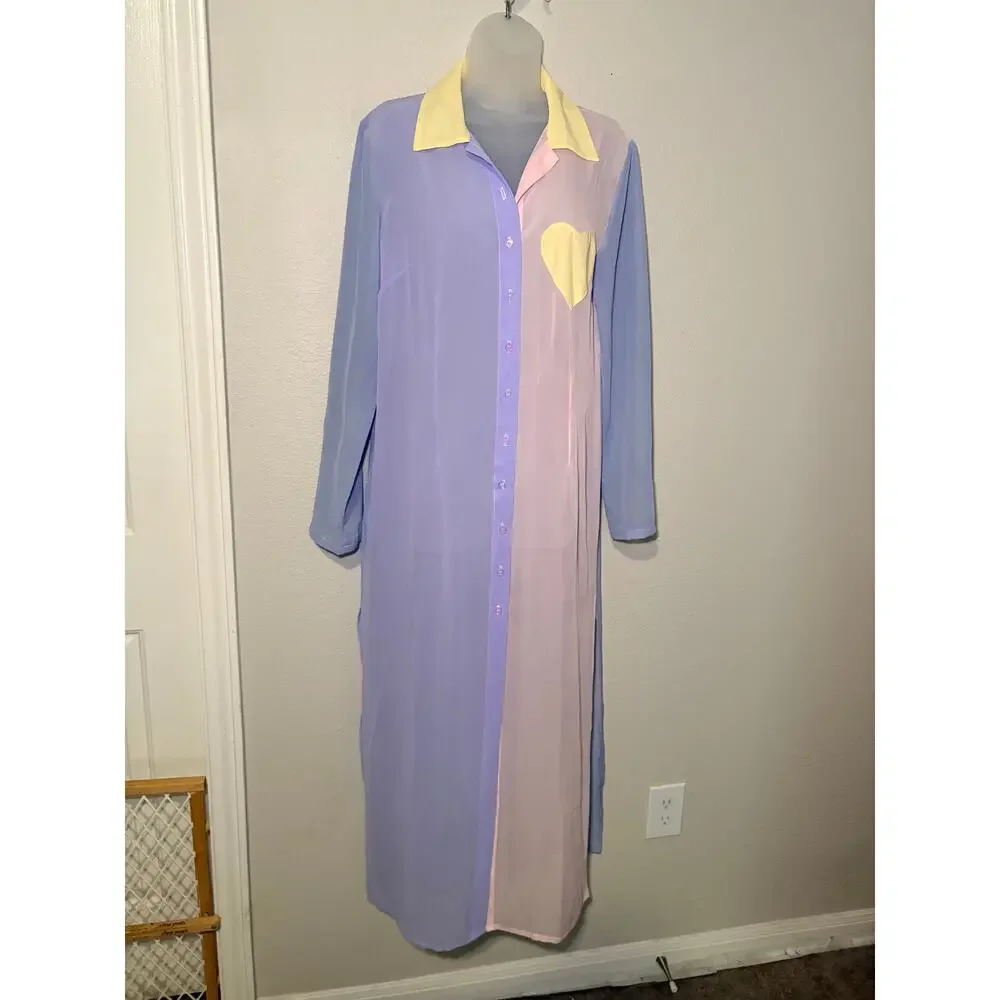 Sugarpills Pastel Sheer Maxi Dress - Size M - Picture 2 of 8